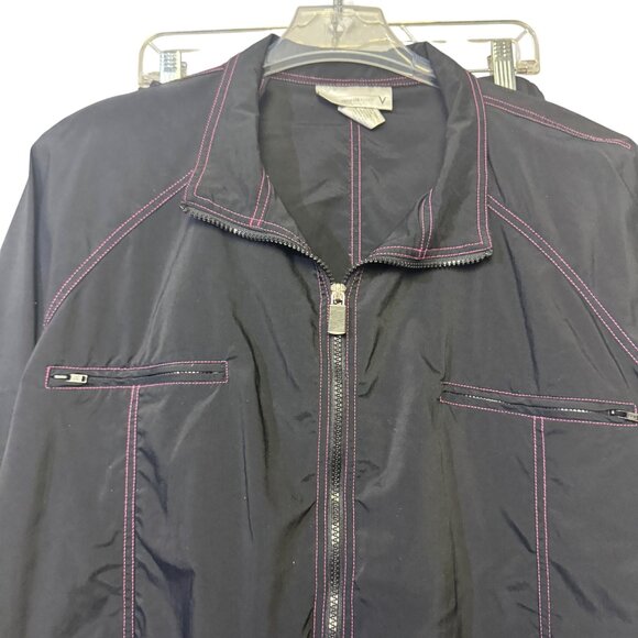 Venezia Sport 22/24 Women Black Full Zip Jacket Pants Set Pink Stitching - Picture 2 of 9